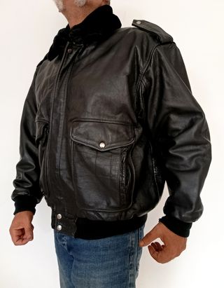 Chaqueta Bomber Aviador Cuero Auténtico XL Medidas