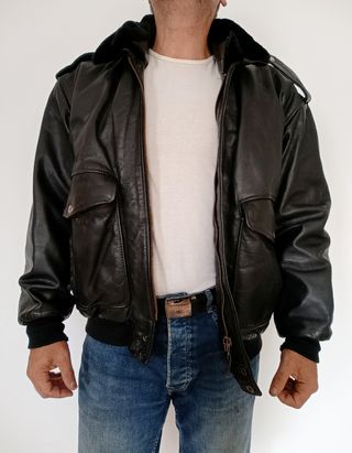 Chaqueta Bomber Aviador Cuero Auténtico XL Medidas