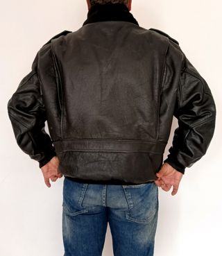 Chaqueta Bomber Aviador Cuero Auténtico XL Medidas