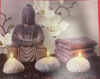 Cuadro Buda Zen con Velas y Flores
