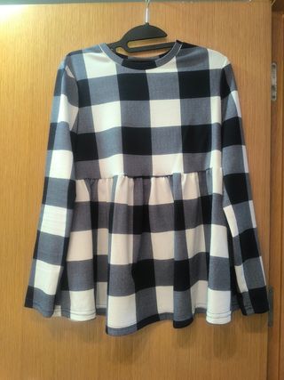 Jersey premamá a cuadros blanco y azul marino 38M