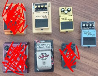 Conjunto de pedales de guitarra eléctrica