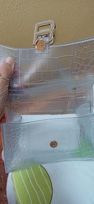 Bolso fiesta transparente con cadena dorada NUEVO