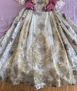 Traje Fallera Niña Rosa y Dorado