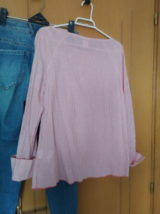 Camisa rayas rojas y blancas casual