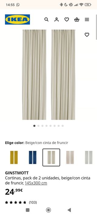 Cortinas IKEA GINSTMOTT Beige 2x 145x300cm