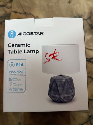 Lámpara de mesa cerámica Aigostar gris/blanca