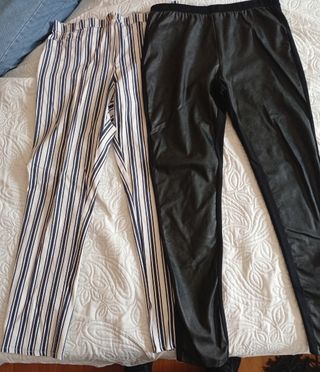 2 Pantalones de vestir rayas y negro
