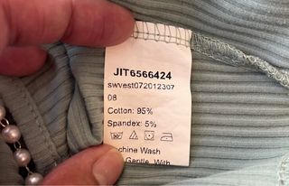 Top Shein verde agua con tirantes de perlas, M/38