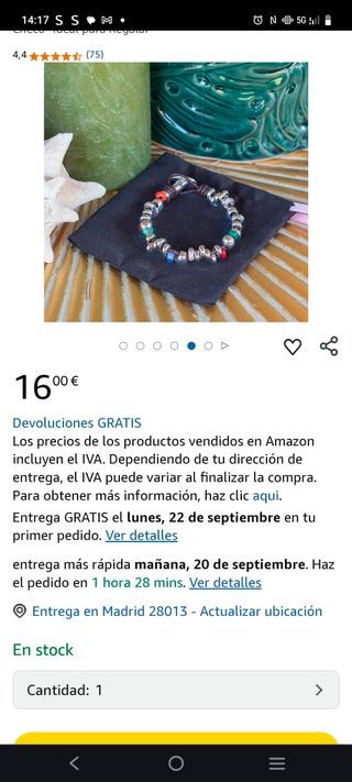 Pulsera artesanal con cuentas