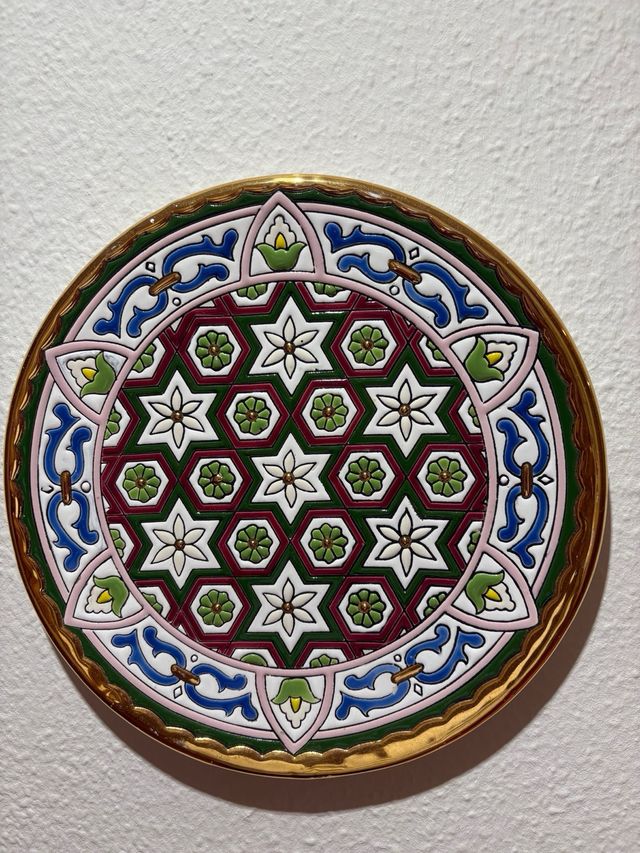 Plato decorativo cerámica mosaico