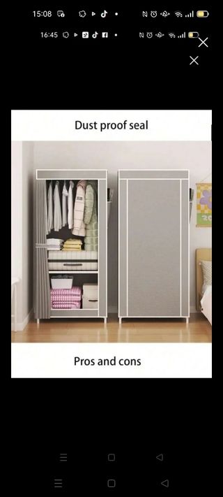 Armadio in tessuto grigio