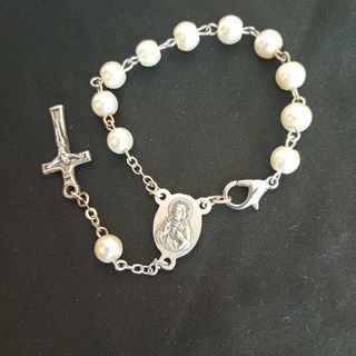 Pulsera Rosario Perlas naturales. Virgen de Fátima