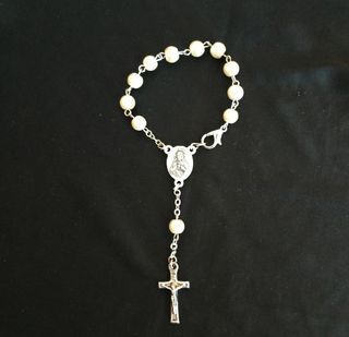 Pulsera Rosario Perlas naturales. Virgen de Fátima