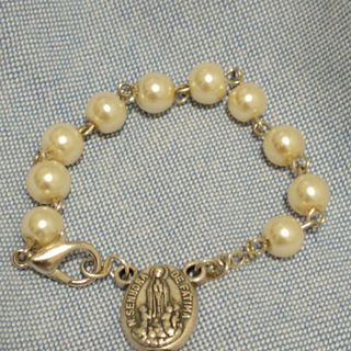 Pulsera Rosario Perlas naturales. Virgen de Fátima