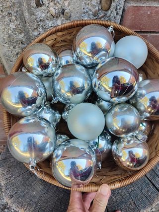 Set Palline Natalizie Argento e Bianco