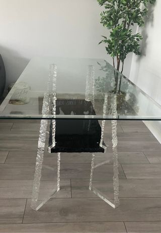 Mesa de centro cristal y mármol negro