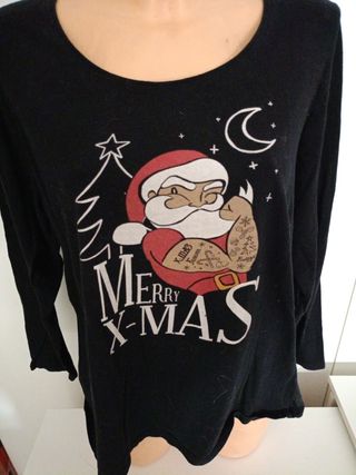 Camiseta Manga Larga Navidad Santa Claus