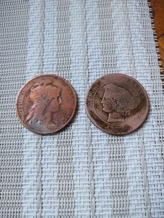 2 monedas antiguas Francia 