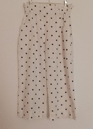 Pantalón Pirata Zara Blanco Lunares