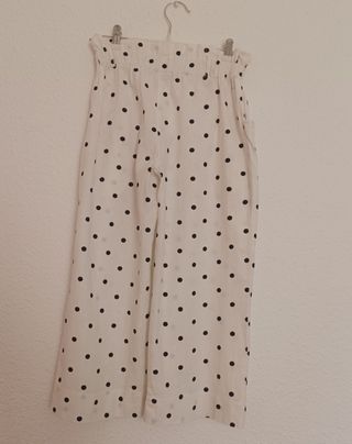 Pantalón Pirata Zara Blanco Lunares