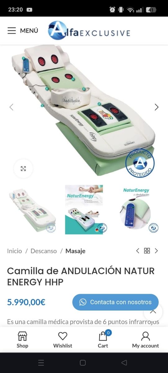 Camilla de masajes natur energy hpp