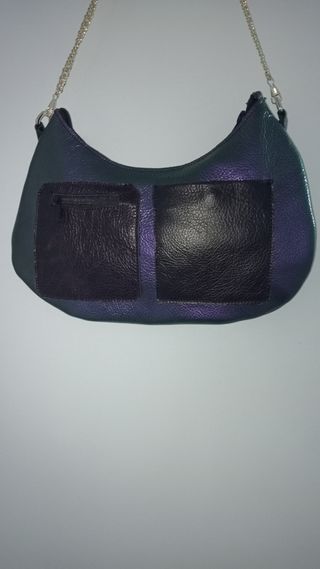Bolso de piel de hombro con bolsillos