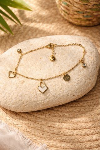 Pulsera Corazones Acero Baño Oro