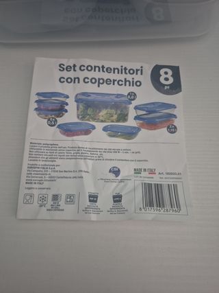 Set 8 Contenitori Cibo Plastica Blu