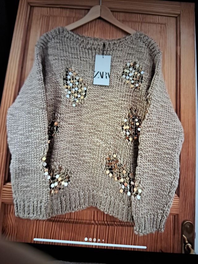 Jersey Zara lentejuelas beige