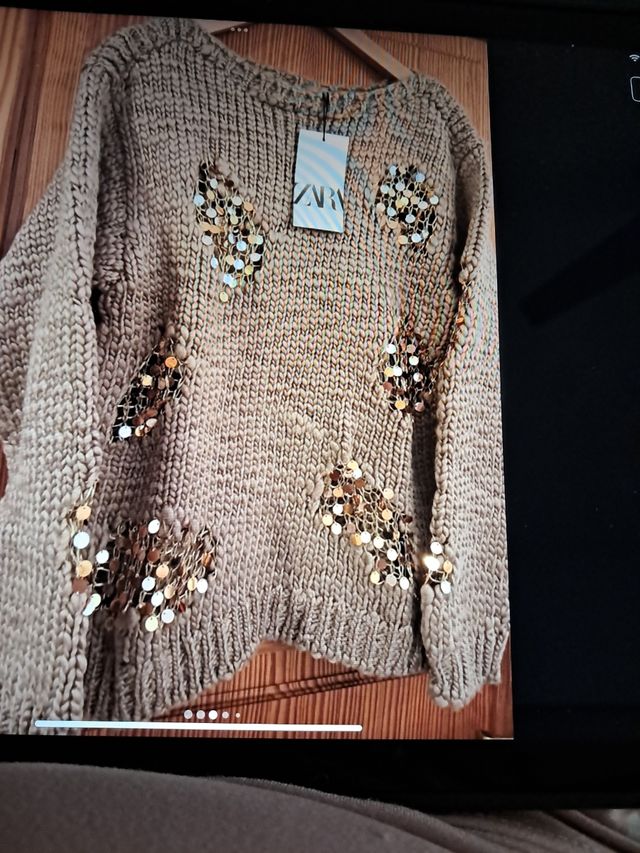 Jersey Zara lentejuelas beige