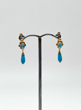 Pendientes de dama con piedras de oro 18k