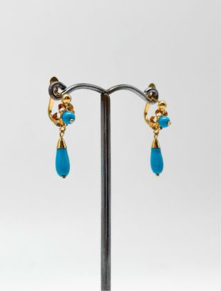 Pendientes de dama con piedras de oro 18k