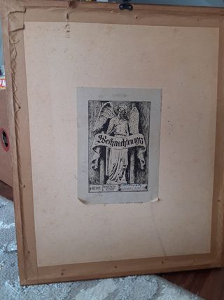 Litografía Antigua H. Handy con sellos del3Reich