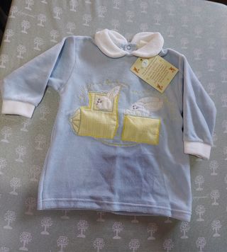 Completino ciniglia celeste 3 mesi nuovo con etich