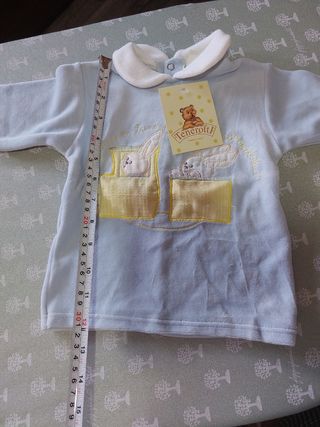 Completino ciniglia celeste 3 mesi nuovo con etich