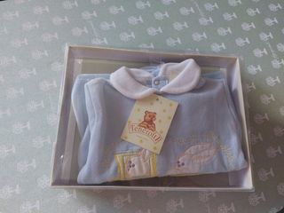 Completino ciniglia celeste 3 mesi nuovo con etich