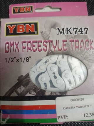 Cadena BMX YBN MK747 Blanca 1/2x1/8