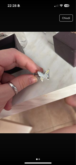 Anello farfalla argento e giallo