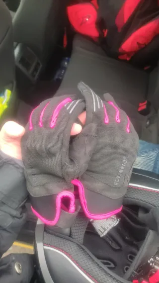 Pantalón moto con rodilleras y caderera+guantes S