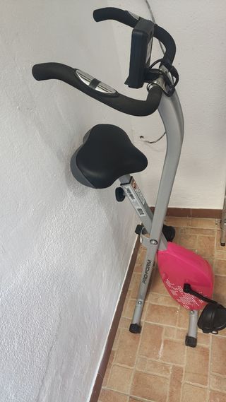 Bicicleta Estática Rosa y Gris