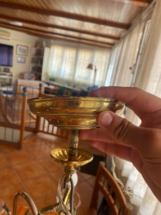 Lámpara de techo de bronce con cristales