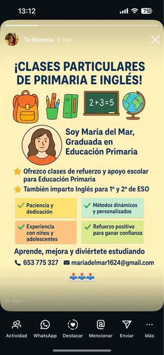 Clases particulares para niños/as de Primaria