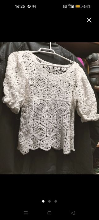 Blusa de crochet blanca talla M
