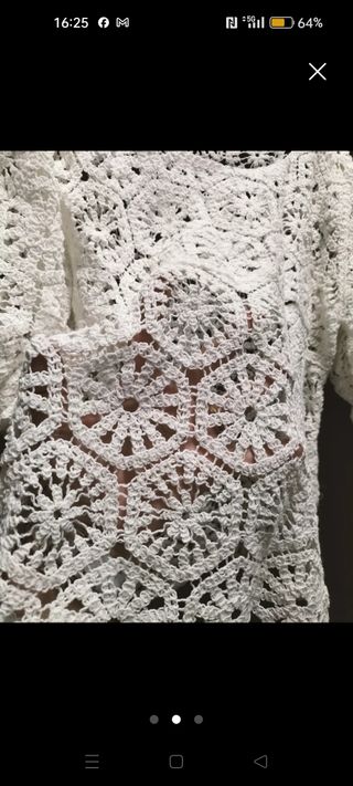 Blusa de crochet blanca talla M