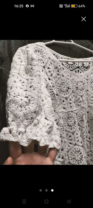 Blusa de crochet blanca talla M
