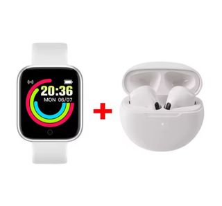 Reloj Inteligente D20 + Auriculares Blancos