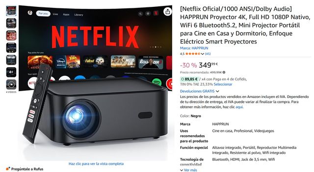 ☆ Proiettore Bluetooth HAPPRUN H11 Full HD WiFi 6