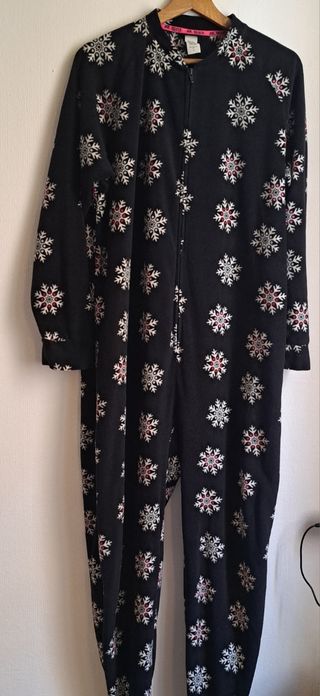 Pijama Entero Adulto Navidad Copos Nieve