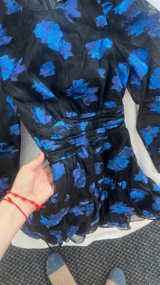 Vestido Zara Negro y Azul Eléctrico